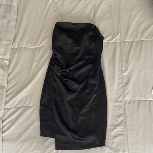 Black satin mini dress